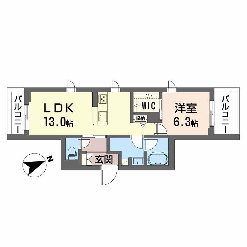 プレシア浜寺(1LDK/3階)の間取り写真