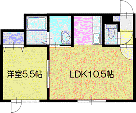 ラ・フォルトゥーナ(1LDK/2階)の間取り写真