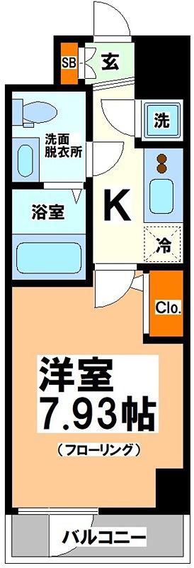 アペルト西新宿(1K/4階)の間取り写真