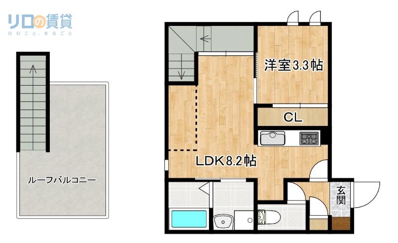 GRNDTIC RESIDENCE 宝塚(1LDK/2階)の間取り写真
