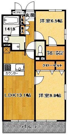 ラフィネS国分寺(2LDK/1階)の間取り写真