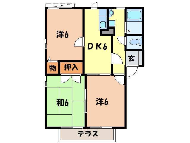 シーサイドハイツC棟(3DK/1階)の間取り写真