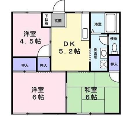 コーポ三晃B(3DK/1階)の間取り写真