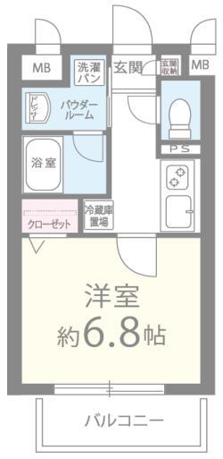 プランドール中之島(1K/3階)の間取り写真