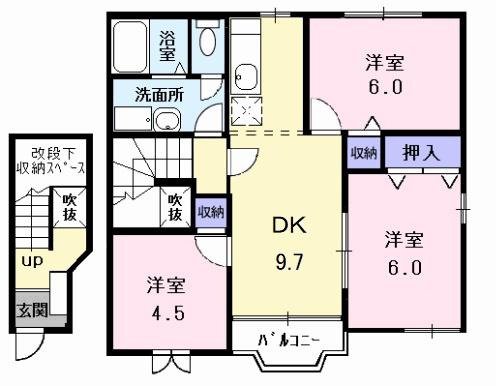ブローテ イースト(3DK/2階)の間取り写真