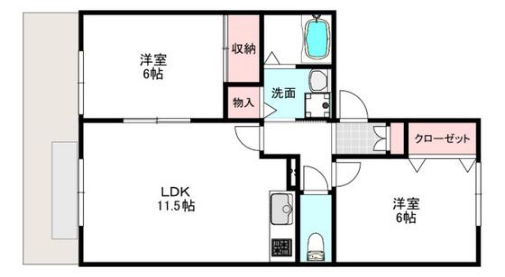 グランドール(2LDK/1階)の間取り写真
