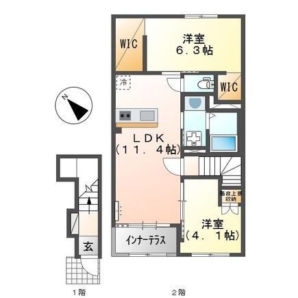 ロータスコートII(2LDK/2階)の間取り写真