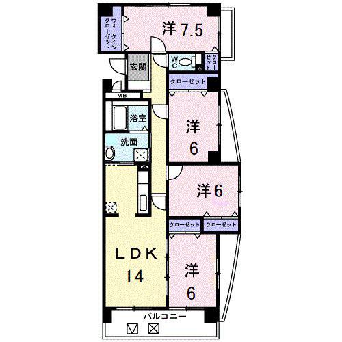 グランソレイユ西中央(4LDK/7階)の間取り写真