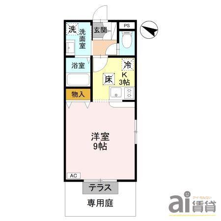 ドリーム狭山南KG棟(ワンルーム/1階)の間取り写真