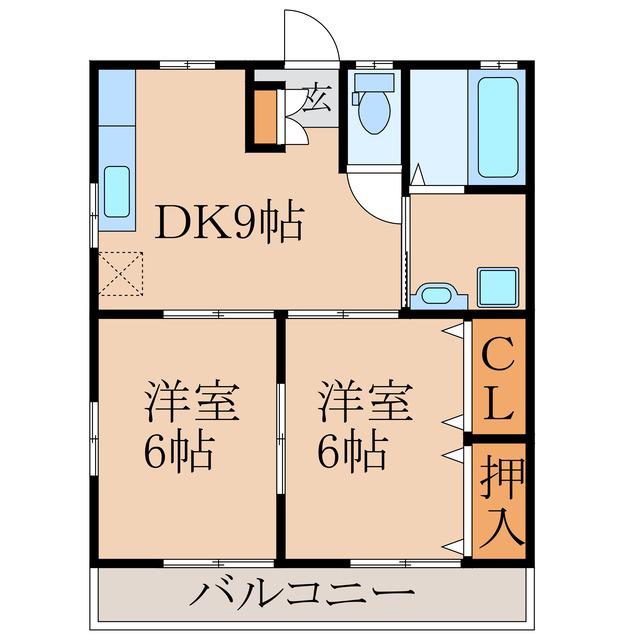コーポNSK A棟(2DK/2階)の間取り写真