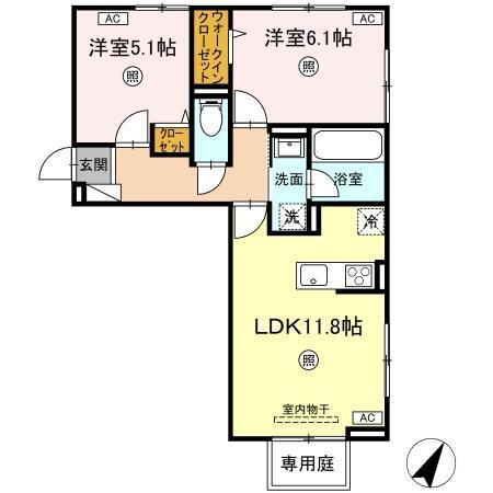 D-RESENA丸山S(2LDK/1階)の間取り写真