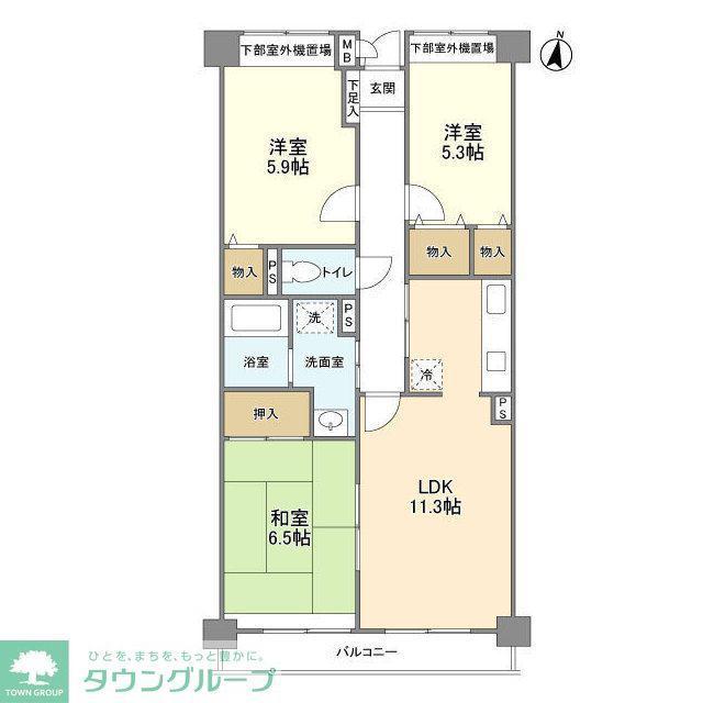 パークサイド業平(3LDK/7階)の間取り写真