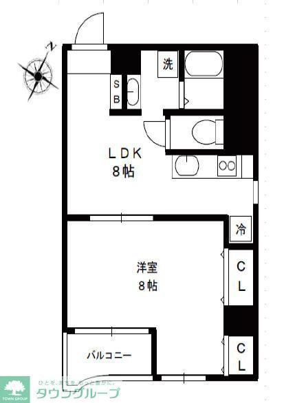 ジェイグランデIII(1DK/4階)の間取り写真