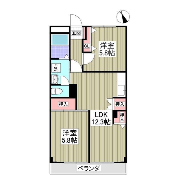 MIYAMAII-1(2LDK/3階)の間取り写真