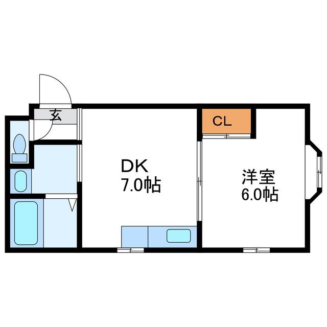 S-COURT17 エスコート17(1DK/3階)の間取り写真