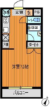 S・Sマンション(1K/1階)の間取り写真