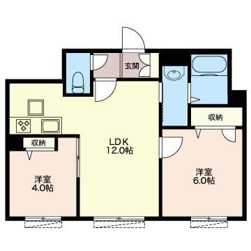 COURT PROVENCE(2LDK/1階)の間取り写真