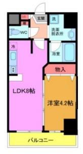 プレジール船橋本町(1DK/4階)の間取り写真