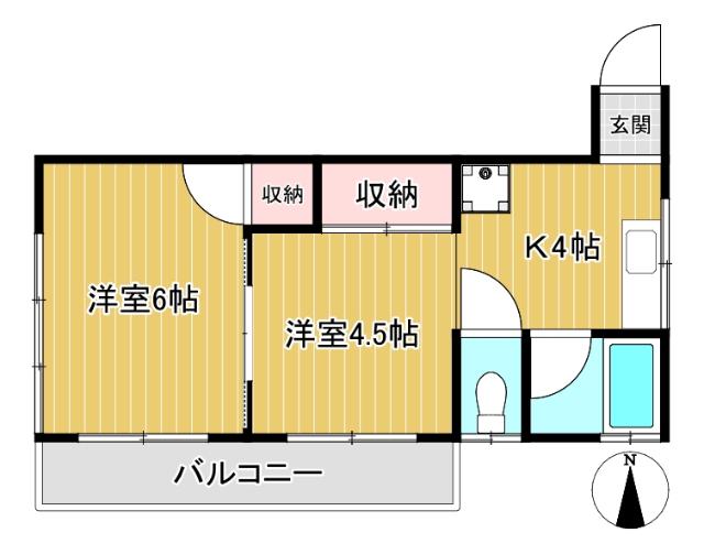 ポルシェひばりヶ丘(2K/2階)の間取り写真