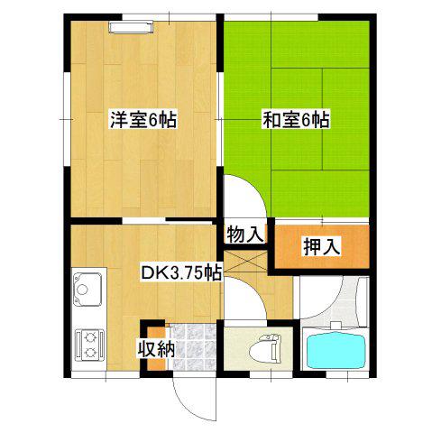 アーバンライフ築山(2K/2階)の間取り写真