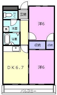 ハイツ エイブリッジII(2DK/3階)の間取り写真