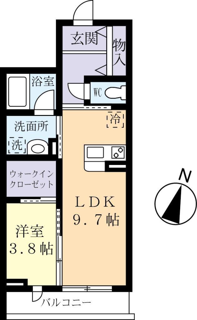アベニュー栄和(1LDK/1階)の間取り写真