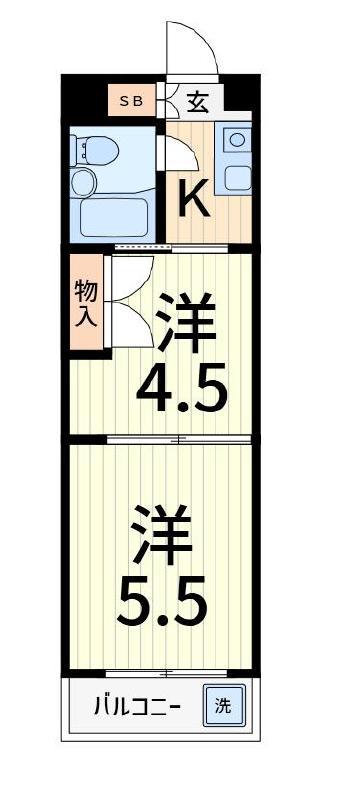 ヴィレッジ金町(2K/2階)の間取り写真