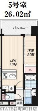 LUXE玉造南(1LDK/1階)の間取り写真
