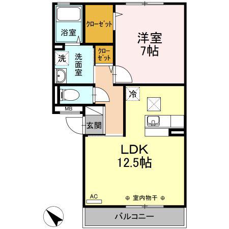ヴレ アムール(1LDK/1階)の間取り写真