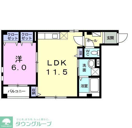 インプレス 菅生(1LDK/3階)の間取り写真