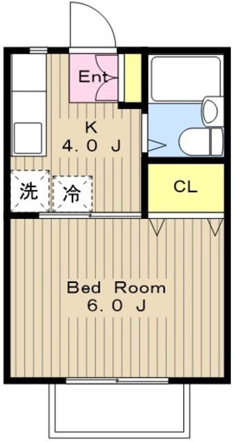 グリーンハイツII(1K/1階)の間取り写真