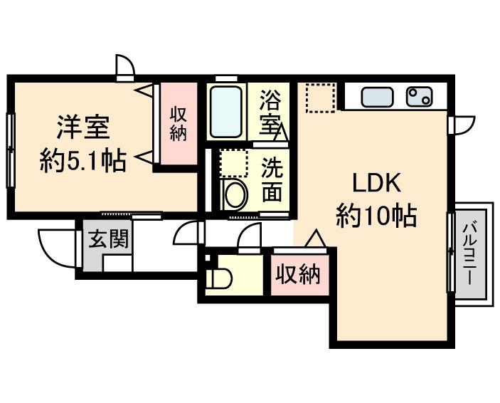 ベルロータス II(1LDK/1階)の間取り写真