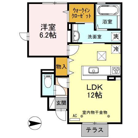 テルセーロ(1LDK/1階)の間取り写真