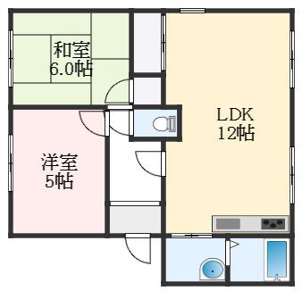ハイツ菅原A棟(2LDK/1階)の間取り写真