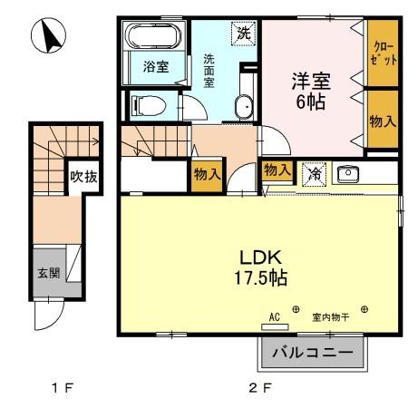 ＪＲ小海線 岩村田駅 徒歩11分 2階建 築17年(1LDK/2階)の間取り写真