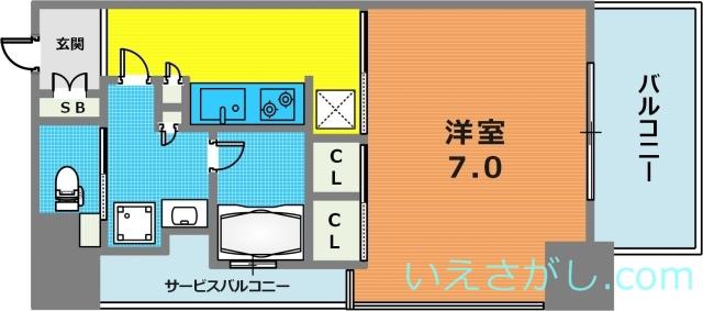 アーバネックスみなと元町(1K/9階)の間取り写真