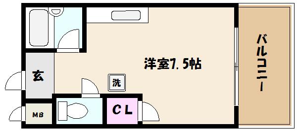ファータイル甲南(ワンルーム/5階)の間取り写真