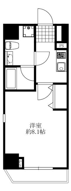 ルクシェール横濱(1K/2階)の間取り写真