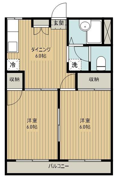 タウニーヒラオカA(2DK/2階)の間取り写真