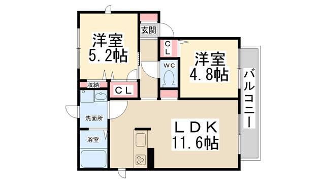 メゾンプルミエール(2LDK/1階)の間取り写真