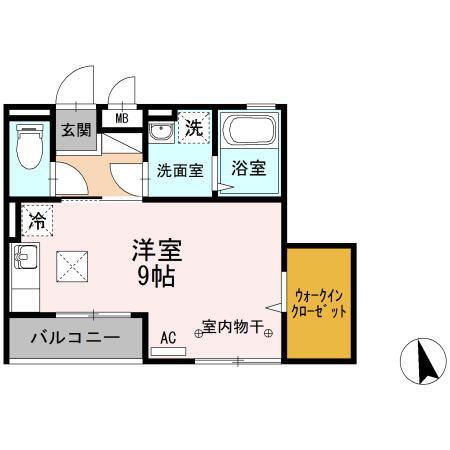 サニーヒルズ立花(ワンルーム/1階)の間取り写真