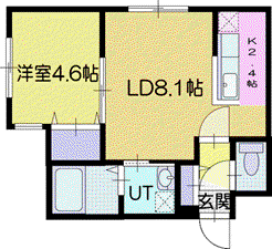 フェーラシュヴァル千歳(1LDK/4階)の間取り写真