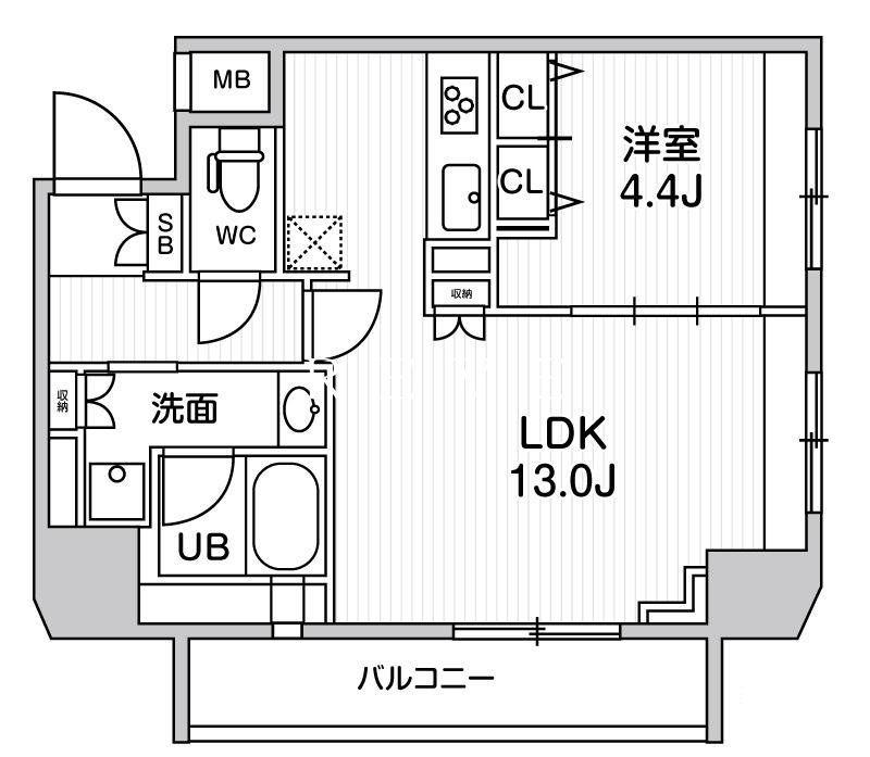 GENOVIA浅草橋II SKYGARDEN(1LDK/8階)の間取り写真