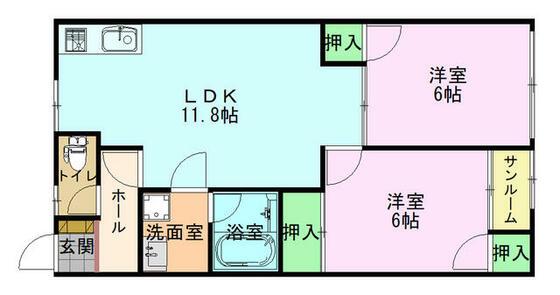 アピーズI(2LDK/1階)の間取り写真