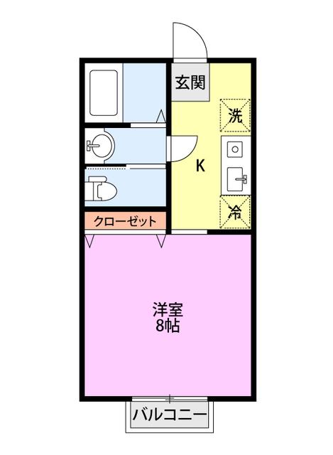 スイートヴィラ(1K/2階)の間取り写真