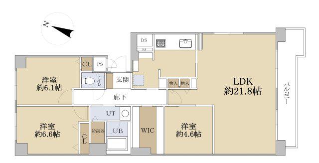 クリーンリバー月寒東(3LDK/4階)の間取り写真