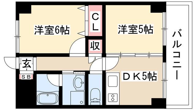 アルフ元宮(2DK/1階)の間取り写真