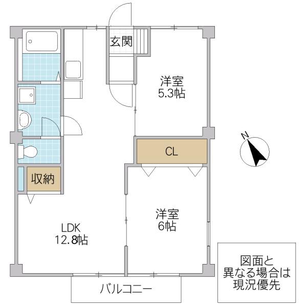 ワールドハイツ(2LDK/2階)の間取り写真