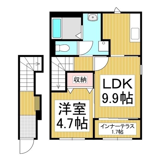 リバーベース(1LDK/2階)の間取り写真