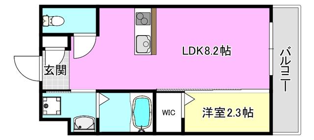 リアコート千里丘Iサウス(1LDK/2階)の間取り写真